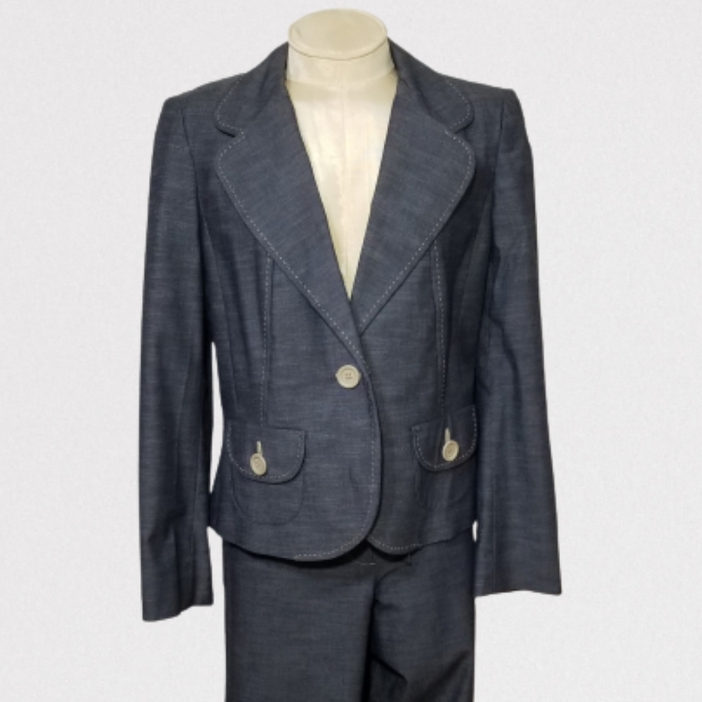 Ann Taylor suit Blazer 14P Pants 12P grey